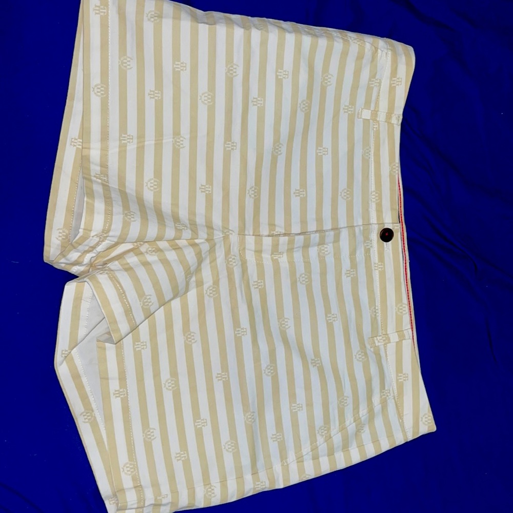 5” striped classic stretch short beige
